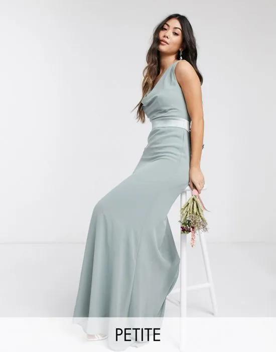 bridesmaid cowl neck bow back maxi dress in sage
