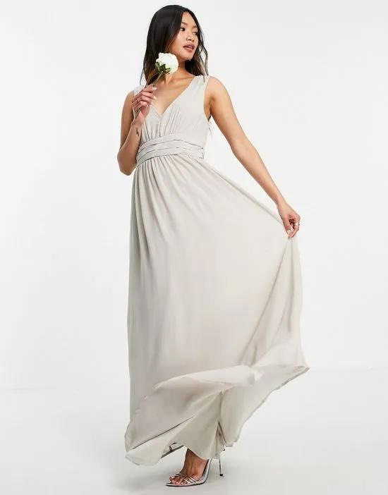 Bridesmaid maxi dress in pale gray