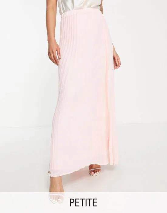 Bridesmaid pleated maxi skirt in whisper pink