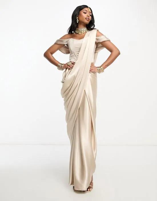 Bridesmaid saree in champagne - part of a set