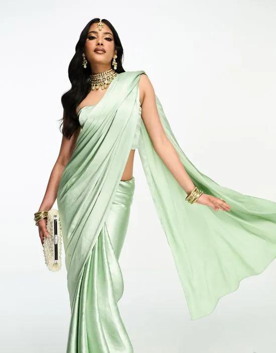 Bridesmaid saree set in sage green
