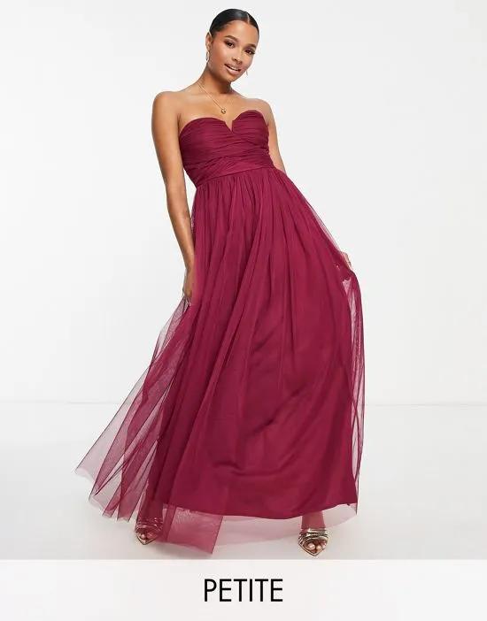 Bridesmaid sweetheart neckline maxi dress in red plum