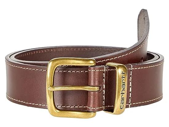 Bridle Leather Debossed Metal Keeper Belt