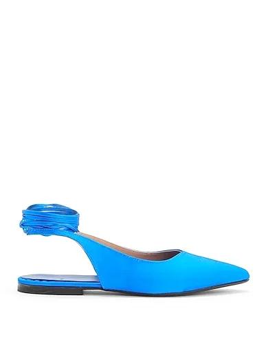 Bright blue Ballet flats SATIN LACE-UP POINTY BALLET FLATS

