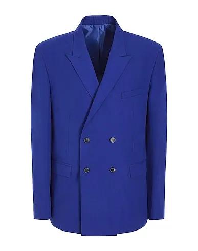 Bright blue Blazer COTTON RELAXED-FIT DOUBLE-BRESTED BLAZER
