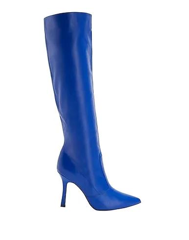 Bright blue Boots LEATHER POINTY TALL SCRUNCH BOOTS
