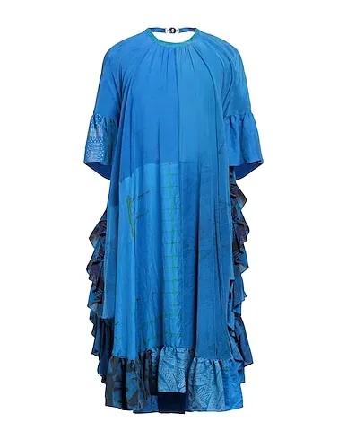 Bright blue Cotton twill Midi dress