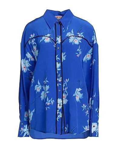 Bright blue Crêpe Floral shirts & blouses