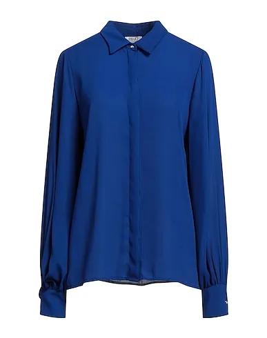 Bright blue Crêpe Solid color shirts & blouses