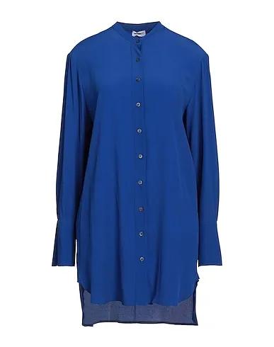 Bright blue Crêpe Solid color shirts & blouses