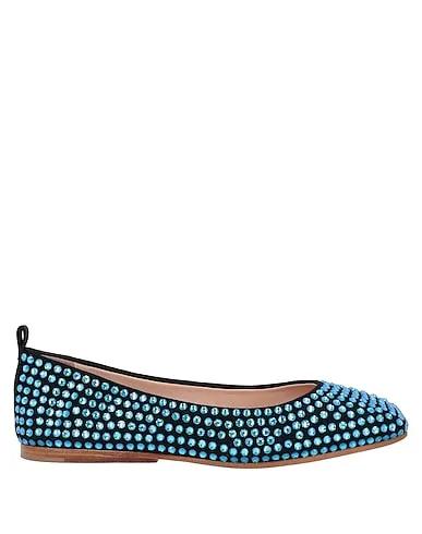 Bright blue Leather Ballet flats