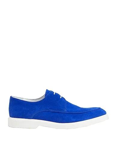 Bright blue Leather Laced shoes SUEDE DERBY SHOES
