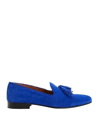 Bright blue Leather Loafers SUEDE LEATHER TASSEL SLIPPER
