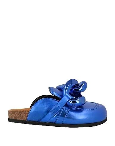 Bright blue Leather Mules and clogs