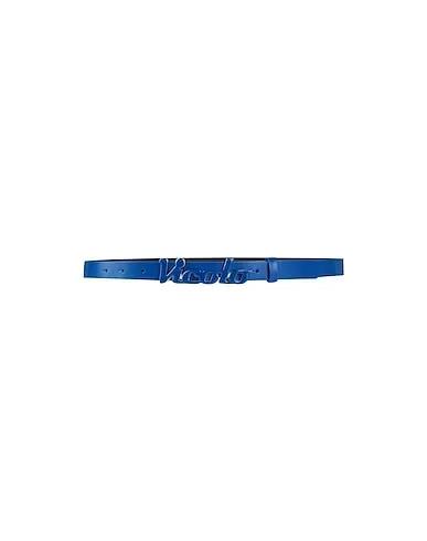 Bright blue Leather Thin belt