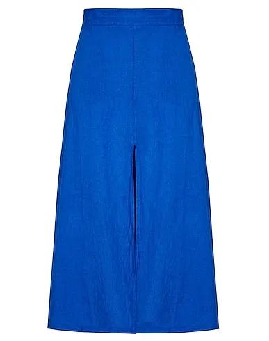 Bright blue Midi skirt LINEN FRONT SLIT MIDI SKIRT
