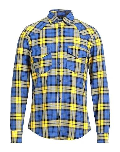 Bright blue Plain weave Checked shirt