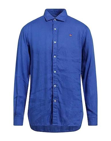 Bright blue Plain weave Linen shirt GERVAS 2
