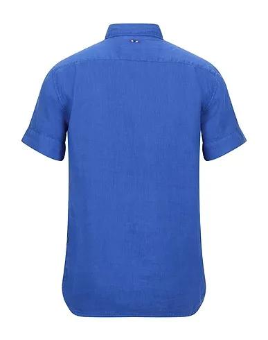 Bright blue Plain weave Linen shirt