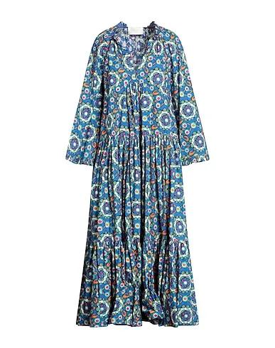 Bright blue Plain weave Long dress