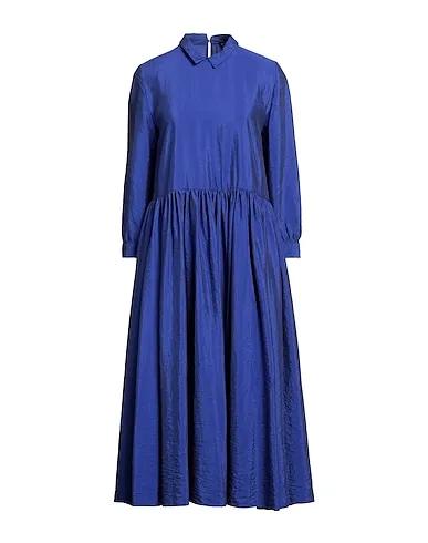 Bright blue Plain weave Midi dress