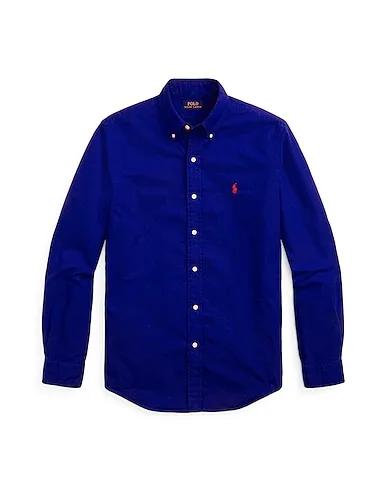 Bright blue Plain weave Solid color shirt