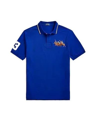 Bright blue Polo shirt CUSTOM SLIM FIT TRIPLE-PONY POLO SHIRT
