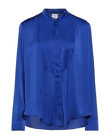 Bright blue Silk shantung Solid color shirts & blouses