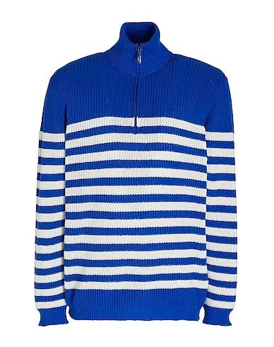 Bright blue Sweater with zip HALF ZIP STRIPED JUMPER
