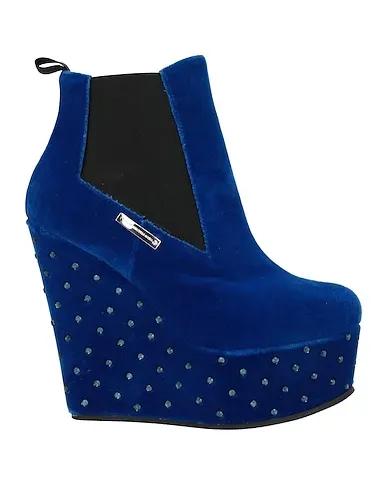 Bright blue Velvet Ankle boot