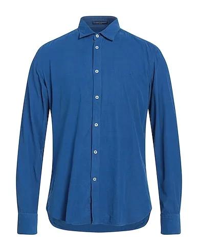 Bright blue Velvet Solid color shirt
