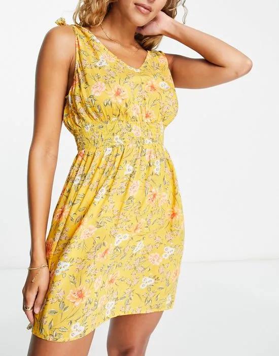 briony mini dress in yellow floral