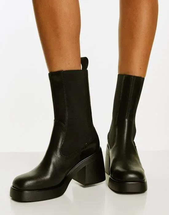 Brooke leather chelsea platform boots in black