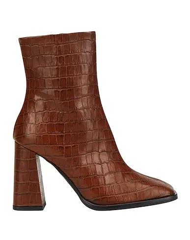 Brown Ankle boot CROC PRINTED LEATHER SQUARE-TOE ANKLE BOOT

