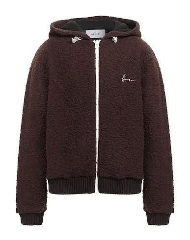 Brown Boiled wool Hooded sweatshirt