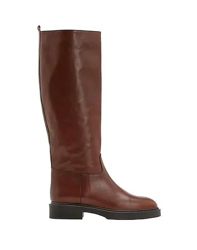 Brown Boots LEATHER ALMOND-TOE HIGH BOOT