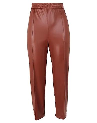 Brown Casual pants HIGH-WAIST PULL-ON PANTS
