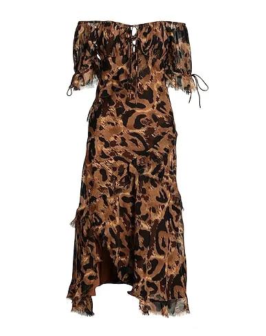 Brown Chiffon Midi dress