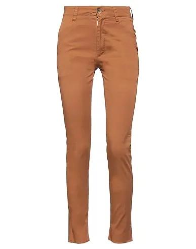 Brown Cotton twill Casual pants