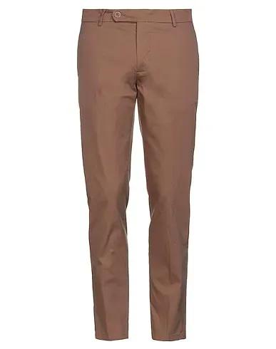 Brown Cotton twill Casual pants