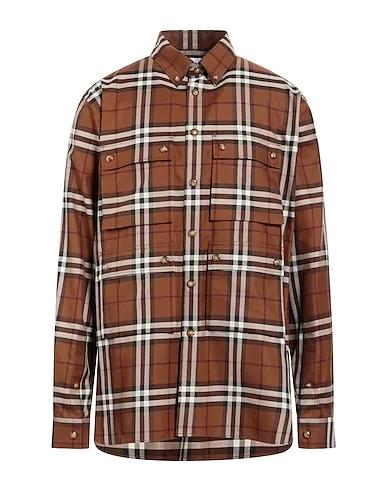 Brown Cotton twill Checked shirt