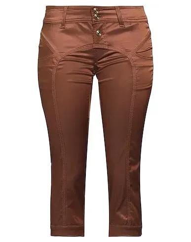 Brown Cotton twill Cropped pants & culottes