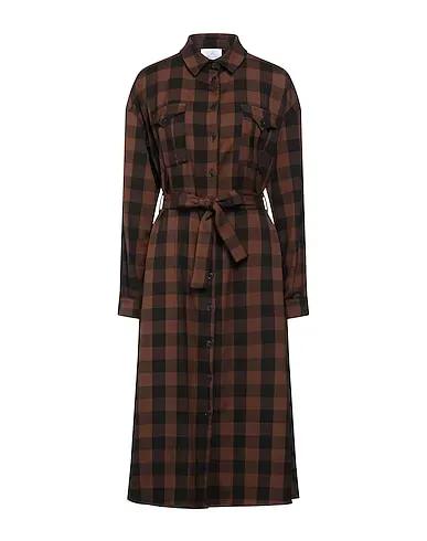 Brown Cotton twill Midi dress