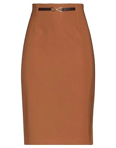 Brown Cotton twill Midi skirt