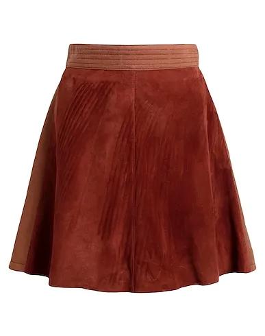 Brown Cotton twill Mini skirt
