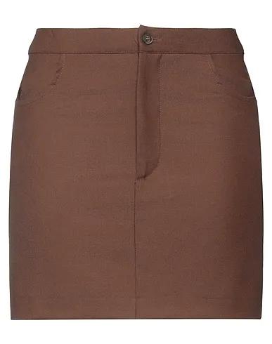 Brown Cotton twill Mini skirt