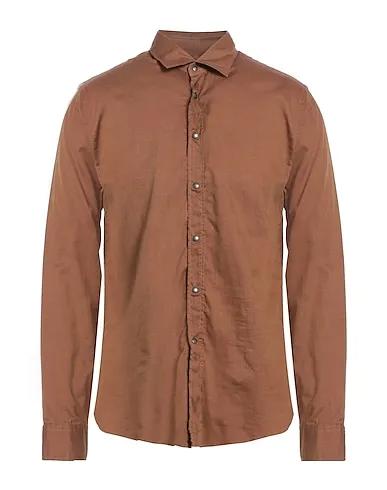 Brown Cotton twill Solid color shirt
