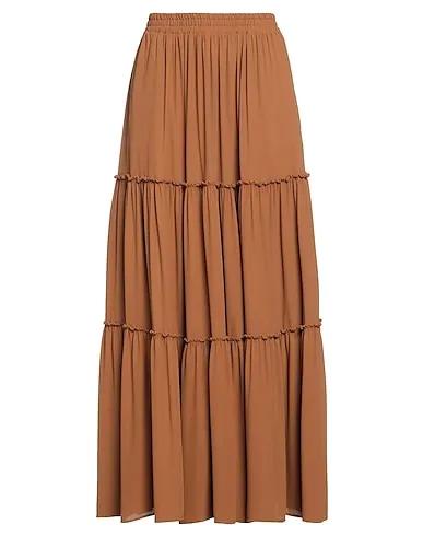 Brown Crêpe Maxi Skirts