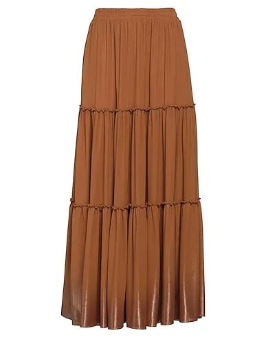 Brown Crêpe Maxi Skirts
