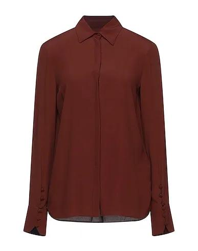 Brown Crêpe Solid color shirts & blouses